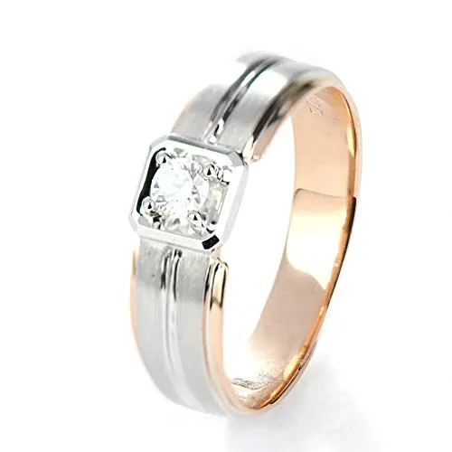 TIANRAO Anello da Uomo in Oro Bianco 18 carati a 0,18 ct e in Oro Rosa con Diamanti, Gioielli da Fidanzamento per Matrimoni,22(20.0mm)