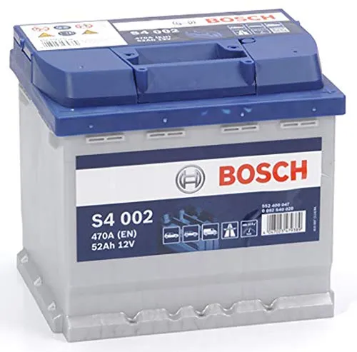 Bosch S4002, Batteria per Auto, 52A/h - 470A, Tecnologia al Piombo-Acido, per Veicoli Senza Sistema Start/Stop