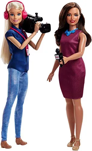 Barbie- Troupe Televisiva con Due e Accessori a Tema, Multicolore, FJB22