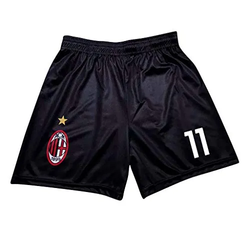 3R SPORT SRL Pantaloncini Rossoneri Replica Neri Bambino e Adulto Personalizzati Personalizzabili (Ibrahimovic, LEAO, Giroud, TOMORI, REBIC, Theo)