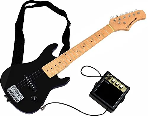 Delson StarSingerBK - Chitarra elettrica da bambino, con accessori, colore nero