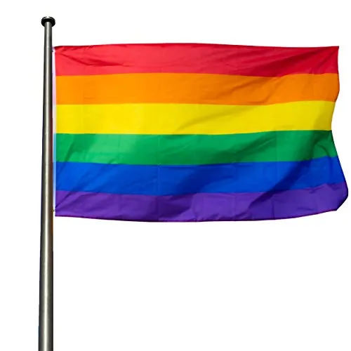 KliKil Bandiera LGBT Arcobaleno 90x150 cm - Tessuto da Esterno, Resistente alle intemperie 150x90 cm con 2 Occhielli Metallici. LGBT Flag Giardino Decorazioni