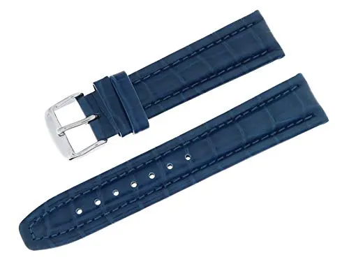 Grovana Cinturino in pelle per orologio, 20 mm, con fibbia ad ardiglione, blu