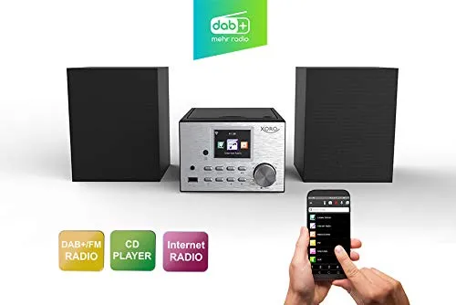 Xoro HMT 500 - Micro sistema radio Internet, DAB+, FM, lettore CD, Bluetooth, Mediaplayer, display a colori da 2,4", RC ,2x10W