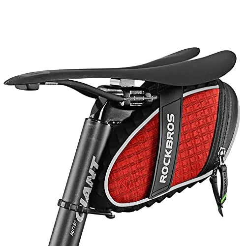 ROCKBROS Borsa Sella Bici Borsa da Sella Sottosella per Bicicletta MTB Bici da Corsa 1L Catarifrangente Ultraleggera (Rosso)