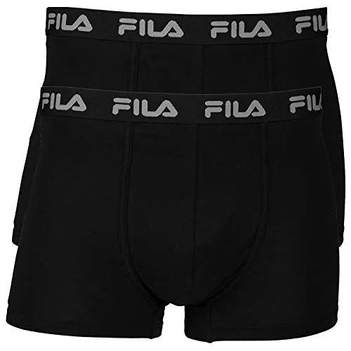 FILA 2er PACCO - Uomo Base Boxer, cotone elasticizzato logo, fu5004 - Nero, xx-large