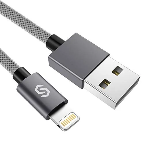 Syncwire Cavo Lightning su USB Cavo iPhone [Certificato Apple MFi] Cavo in Nylon per iPhone XS/XS Max/XR/X/8/8 Plus/7/7 Plus/6/6 Plus/6S/6S Plus/5S/5C/5/SE, iPad Air, iPad mini- 1M Grigio