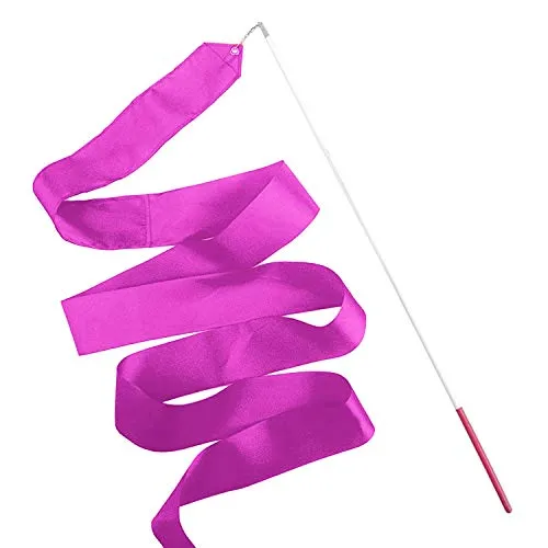 WedDecor Ginnastica Ritmica Danza Nastri con Streamer Asta Baton Twirling Esercizi, Festa Decorazione Bomboniere, 4 Metri Rosa, Singolo - Viola