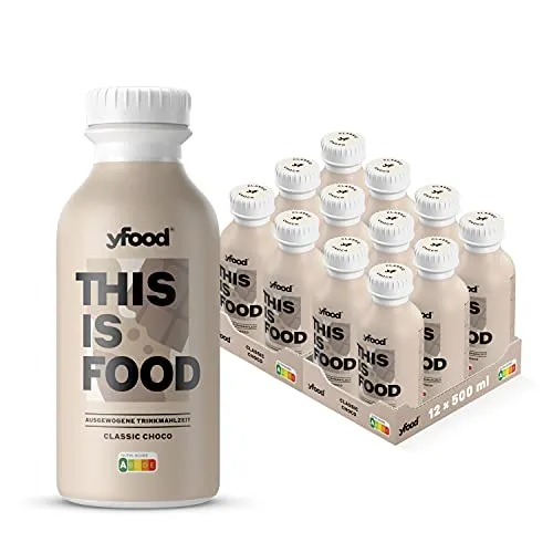 yfood cioccolato | pasto pronto da bere | THIS IS FOOD drink | 34 g di proteine, 26 vitamine e minerali (12 x 500 ml)