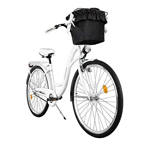 Milord. Comfort Bike, Bicicletta da Città Donna, 1 velocità, Bianco, 26"