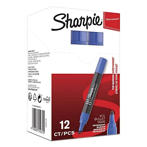 Marcatore permanente Sharpie M15 Papermate, Punta tonda, Inchiostro Blu, tratto 1,8 mm, S0192625, Confezione da 12 pz