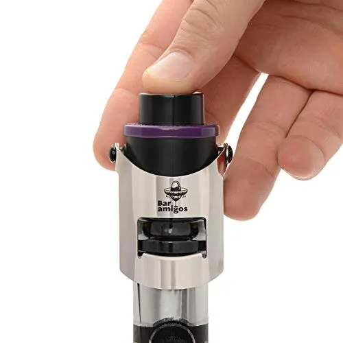 Bar Amigos® Champagne Pressure Stopper Purple Porpora - Pressione Tappo Vino Pompetta Pompa Per il Vino Spumante Tappi Con la tecnologia brevettata Per mantenere la vostra bottiglia di vino fresco - Garanzia di soddisfazione 3 anni