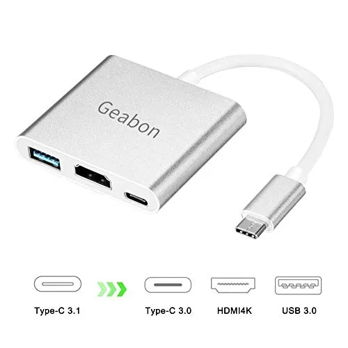 Geabon Adattatore USB C a HDMI 4K,Tipo C Adattatore a HDMI Converter con Porta USB 3.0 e Porta di Ricarica USB C Compatibile con MacBook Pro iMac,Chromebook Pixel/Dell/ Samsung Galaxy S8/S9