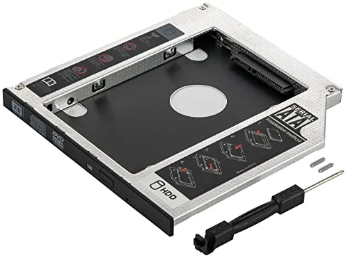 Poppstar Caddy per SSD HDD disco rigido 2,5" (7 mm, 9,5 mm) Adattatore notebook HDD al posto del lettore DVD/slot CD Sata 3 da 9,5 mm (per portatile ecc.)