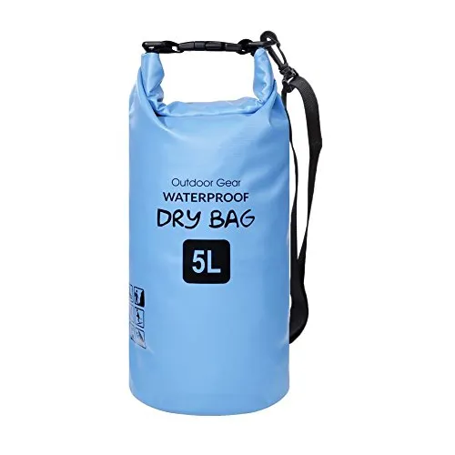 ZhaoCo Borsa Impermeabile, 5L/10L/20L/30L Dry Bag con Tracolla Regolabile Perfetto per Kajak Canoa Vela Pesca Nuoto Spiaggia Snowboard Barca Campeggio, attività all'Aperto e Sport d'Acqua (Blu, 5L)