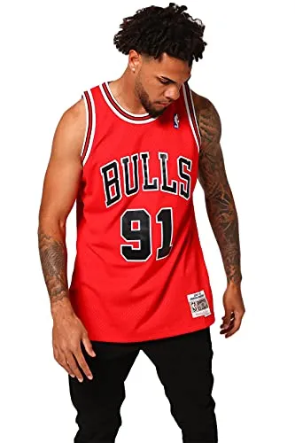 Mitchell & Ness Chicago Bulls Camicia da Donna, Scarlatto, M Unisex-Adulto
