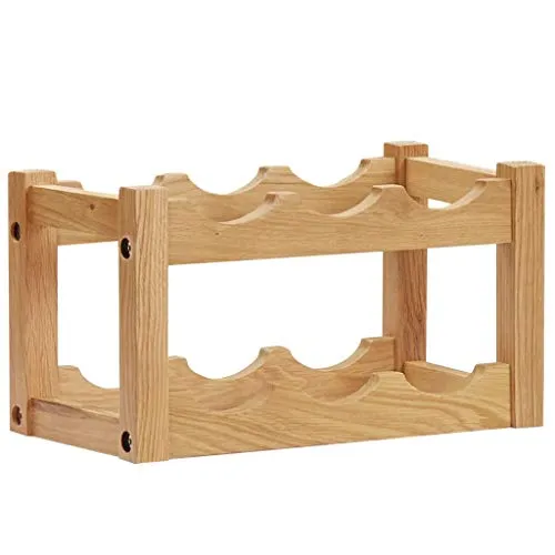 vidaXL - Scaffale per 6 bottiglie di vino, 37 x 21 x 21 cm, in legno massello di quercia