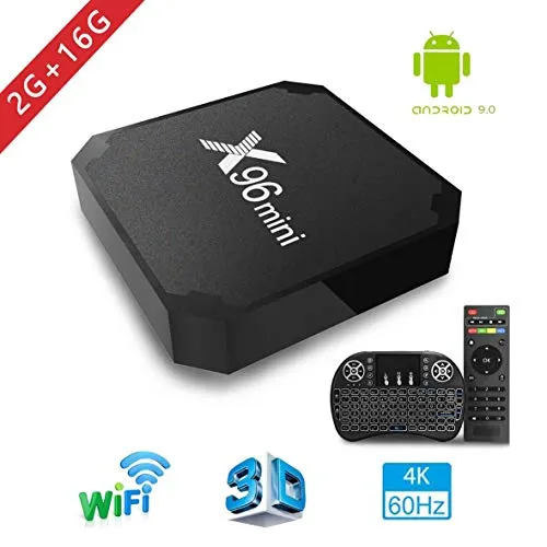 TV Box Android 7.1 - Aoxun X96MINI Smart TV Box Amlogic Quad-Core, 2GB RAM & 16GB ROM, Video 4K UHD H.265, 2 Porte USB, HDMI, WiFi Web TV Box, + Mini Tastiera