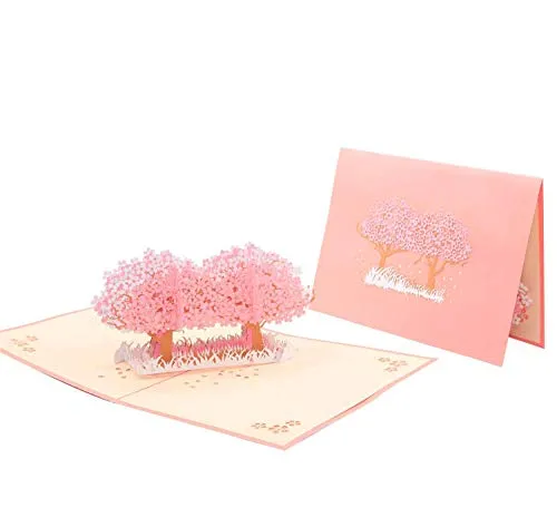 Biglietto di auguri 3D – romantico pop-up con fiori di ciliegio rosa pop-up albero regalo di San Valentino per lei amante moglie fidanzata regalo,anniversario, compleanno, Natale, matrimonio