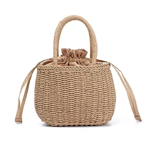 EVEOUT Donna Borse Tote Intrecciate Paglia Stile bohémien estivo Borsa cestino paglia spiaggia Borse a mano in paglia