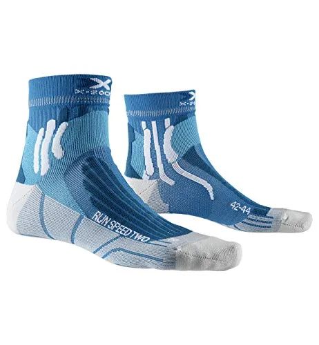 X-Socks Run Speed Two Socks, Unisex – Adulto, Teal Blue/Pearl Grey, 42-44