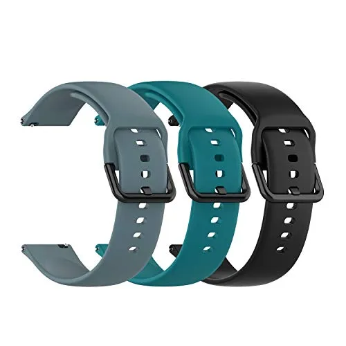 TenCloud - Set di 3 cinturini compatibili con Garmin Vivoactive 3 Music/Vivoactive 3/Forerunner 645/Forerunner 245/Venu, cinturino di ricambio in morbido silicone, 20 mm, Nero+Verde+Ardesia, S