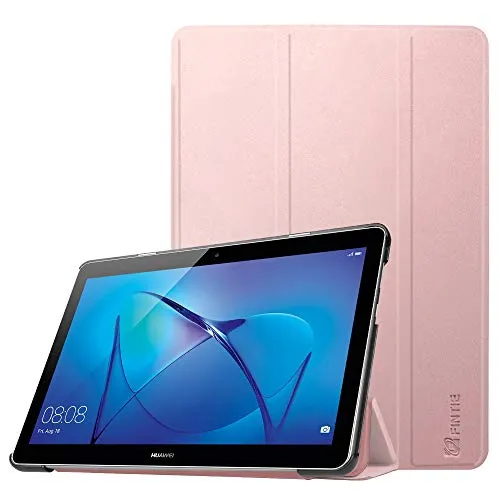FINTIE Custodia Cover per Huawei MediaPad T3 10 - Ultra Sottile di Peso Leggero Tri-Fold Case per Huawei Mediapad T3 10 9.6 Pollici Tablet, Oro Rosa