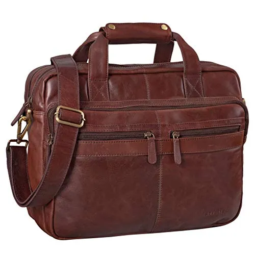 STILORD 'Explorer' Borsa da lavoro Porta documenti grande in pelle a tracolla per PC Uomo Donna stile vintage per insegnante ufficio, Colore:marrone - cioccolata