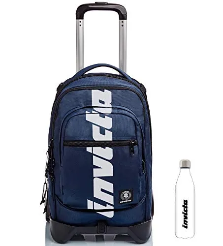 TROLLEY Zaino INVICTA NEW PLUG - Blu - LOGO + Borraccia Bianca