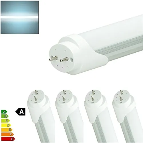 ECD Germany 4 x Tubo a LED Fluorescente T8 G13 24W 150cm Bianco Freddo 6000K Tubo Neon Lampada da Ufficio T8 Tubo LED 2835 SMD 1920 Lumen Tubolare Fluorescente Luce Fredda Lampade Parete Soffitto