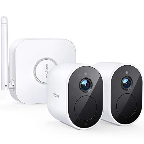 Victure Sistema di Telecamere di Sorveglianza Wireless con Batteria, Riconoscimento Facciale, IP65 Resistente agli Agenti Atmosferici, Visione Notturna HD, Audio Bidirezionale