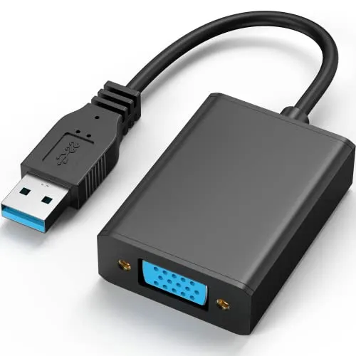 ABLEWE Adattatore USB a VGA, USB 3.0/2.0 a VGA Convertitore 1080P (Maschio a Femmina)， Multi Monitor, Display Cavo Adattatore Esterno per PC Portatile Windows 10/8.1/8/7/XP(Nero)