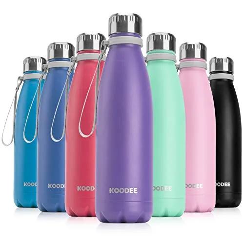 Borraccia Koodee in Acciaio inossidabile da 500 ml, borraccia sportiva con doppio rivestimento e isolamento sottovuoto, senza BPA (Viola)