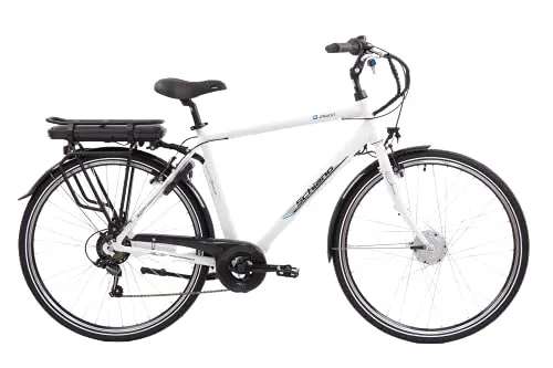 F.lli Schiano E-Moon 28" E-Bike, Bicicletta Elettrica da Città con Motore 250W e Shimano 7 Velocità, Batteria al Litio 36V 13Ah estraibile, Colore Bianco