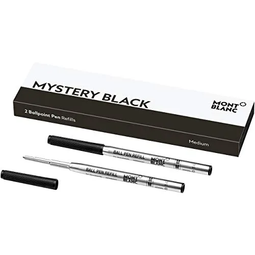 Montblanc 116190 - Refill (M) per penne a sfera, colore Mystery Black (nero) – Ricariche di alta qualità e colore intenso, punta: media, 1 x 2 Refill