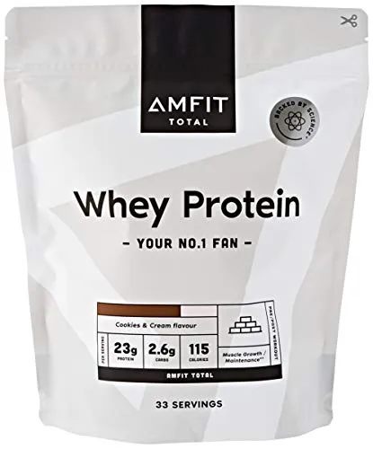 Marchio Amazon - Amfit Nutrition Proteine del Siero di Latte in Polvere 1kg - Crema e Cookies (precedentemente marchio PBN)