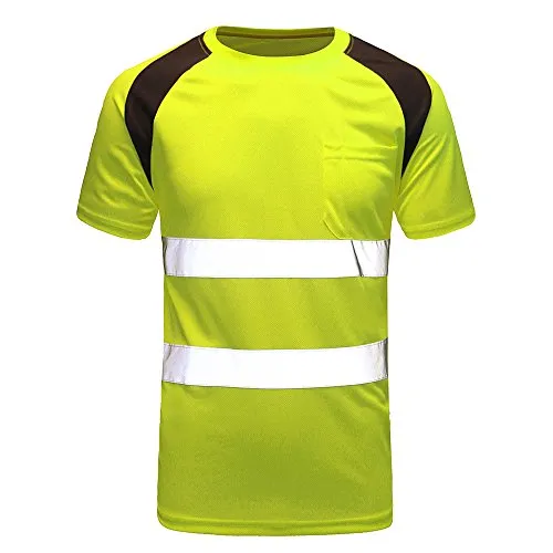 AYKRM t Shirt Tecnica da Lavoro Alta visibilità Giallo Arancione Fluo (Giallo, XL)
