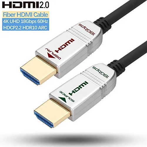 FeizLink Cavo HDMI Fibra Ottica 5m, HDMI 2.0 4K 60Hz UHD 18Gbps Visione Dolby HDR HDCP2.2 ARC CEC Ethernet per HDTV/Apple TV/Xbox / PS4 / 4K Proiettore/Home Theater/Lettore Blu-ray