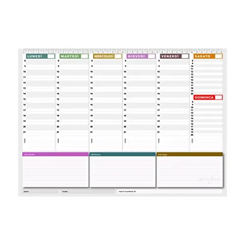 Planner settimanale da scrivania 42x30 - agenda planner da tavolo perpetua - Hard Colors