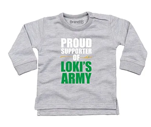 Brand88 Proud Supporter of Loki's Army Maglione dei Bambini - Grigio/Bianca 6-12 Mese