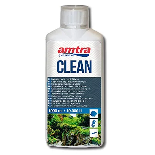 AMTRA CLEAN - Depuratore d'acqua naturale per acquari, Trattamento naturale dell'acqua per acquari, Riduce i cambi d'acqua, Formato 1000 ml