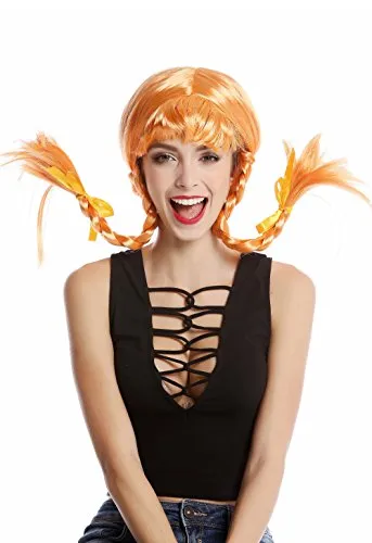 WIG ME UP ® -DDH-T8175-PC21 Parrucca Donna Carnevale Halloween Impertinente marmocchio Lolita Trecce Rigide Arancione Frangetta
