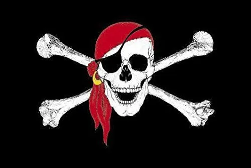 U24 - Bandiera per moto pirata con foulard rosso, 20 x 30 cm