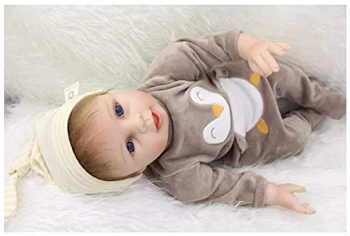 ZELY Realistica Reborn Bambole Maschio Baby Doll Molle Silicone Vinyl Magnetic Occhi Aperti Neonato Toddler Giocattolo Regali 22inch 55 CM