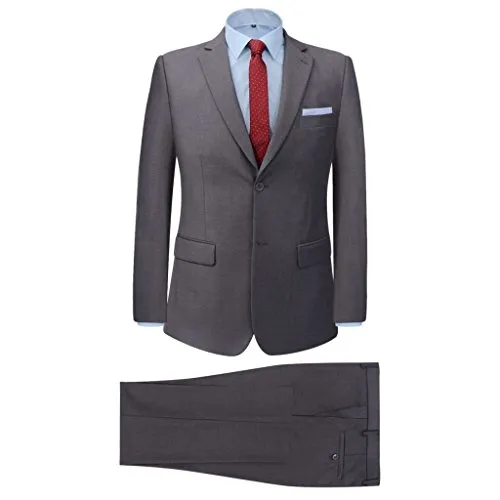 vidaXL Completo Business Uomo a 2 Pz Giaca Pantaloni Elegante Grigio Taglia 46