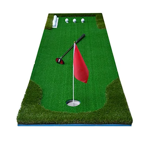 Golf Mini Artificial Green Putting Trainer Indoor/Outdoor Golf Putting Green/Mat-Golf Tappetino per Allenamento Include Putting Green, Accessori Bandiera Durevole