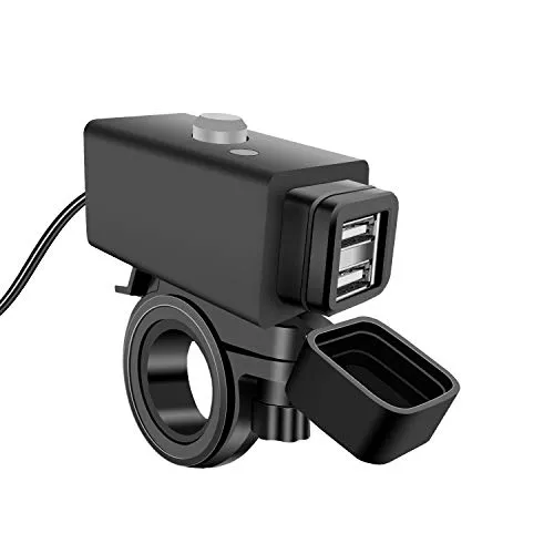 YGL Impermeabile Caricabatterie USB per Moto con Interruttore di Alimentazione 5 V Dual Ports