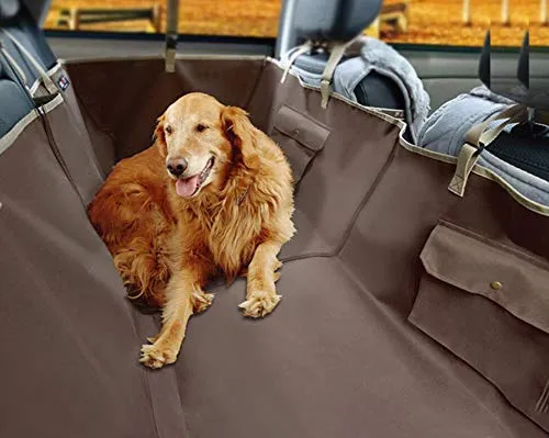 FEN&G Amaca Coprisedile Impermeabile Coprisedile per Cani Auto Posteriore Telo Auto per Cani Bagagliai Accessori Cane Auto Protezioni Laterali per Auto Universale,Coffee