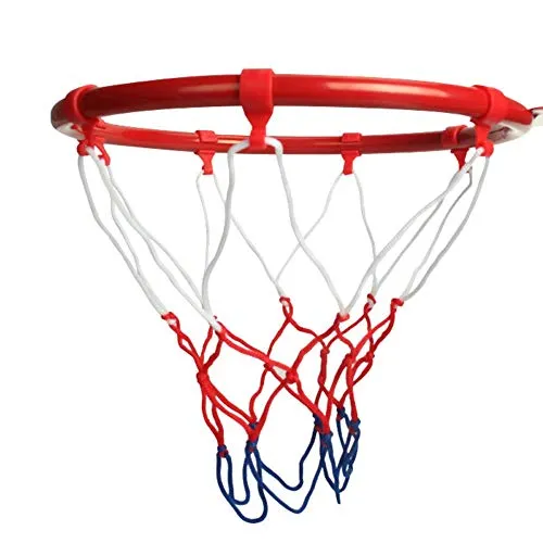 Set da pallacanestro, canestro da basket e rete, cestino da appendere in metallo fissato al muro, anello da basket con vite a rete per ragazzi, allenamento, sport indoor outdoor (diametro 25 cm)