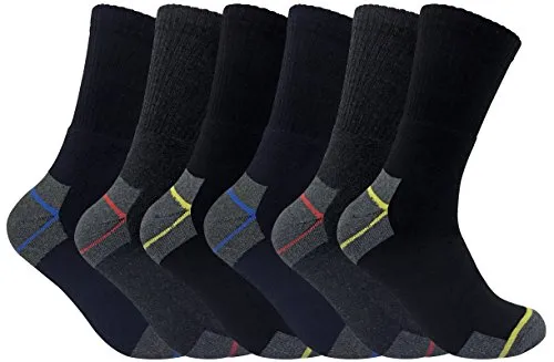 Ultimate Work Socks, 6 paia di calze, da uomo, a lunga durata, per stivali con punta in acciaio, taglia: 39-45,5 6 Pairs Large